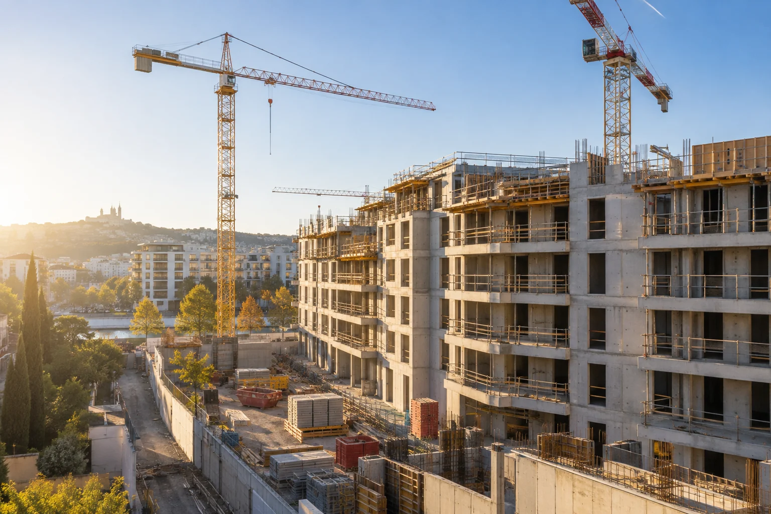 Vue de bâtiments en construction